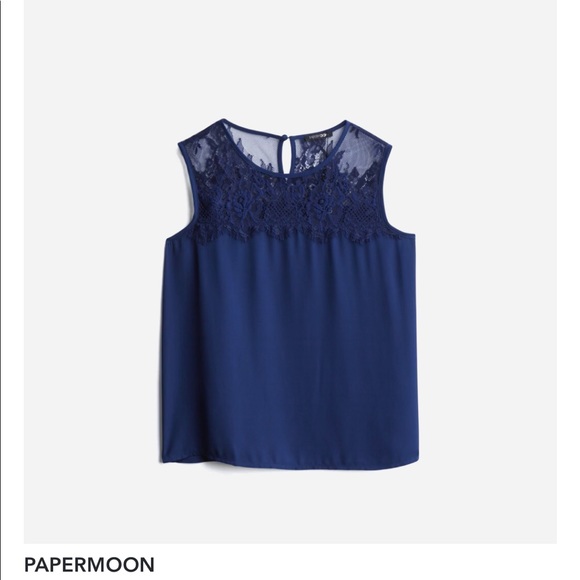 Navy Blue Lace Blouse - Picture 2 of 2